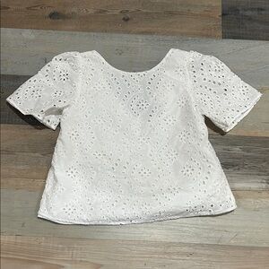 Banana Republic Women’s White Eyelet Blouse Short Sleeve Boxy Cotton Sz XS Chic